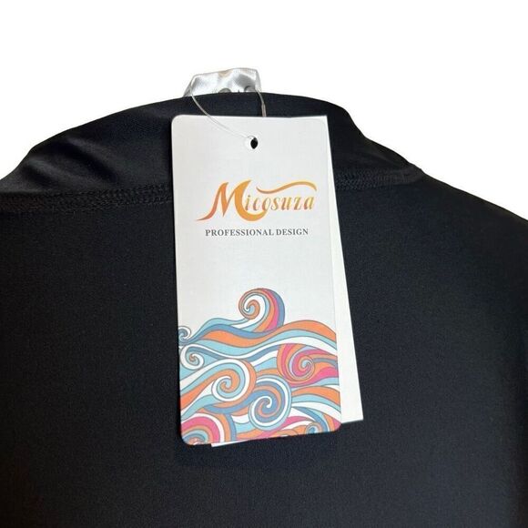 Micosuza NWT black long sleeve UV sun protection rash guard top size M - Picture 10 of 15